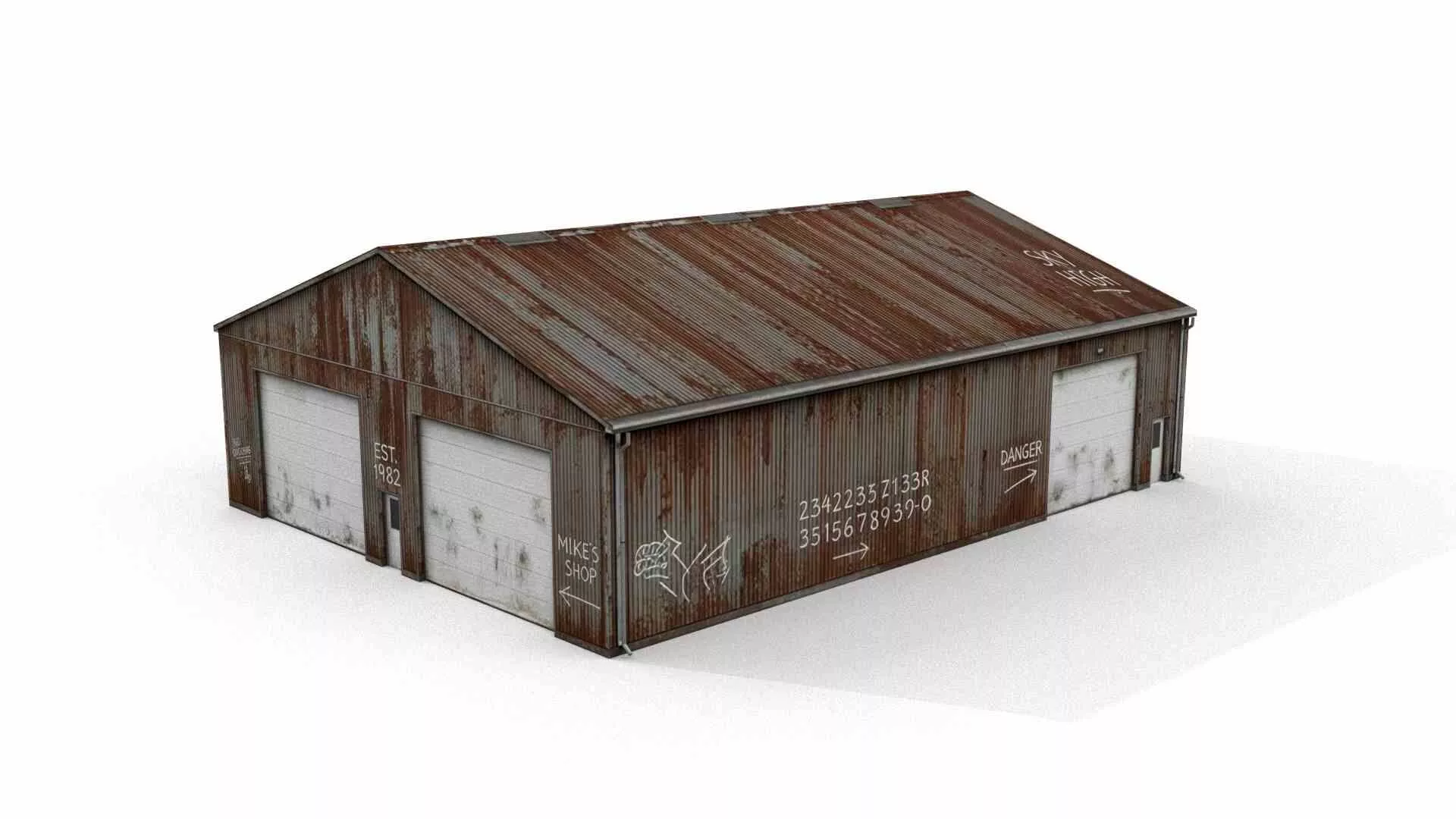 Distressed farm shed Low-poly 3D model