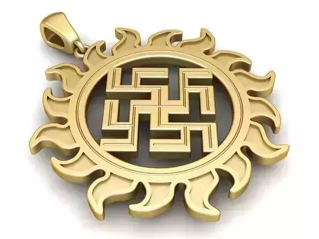 Pendant gold with sun symbol