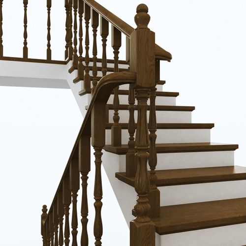 Wooden staircase 3D model