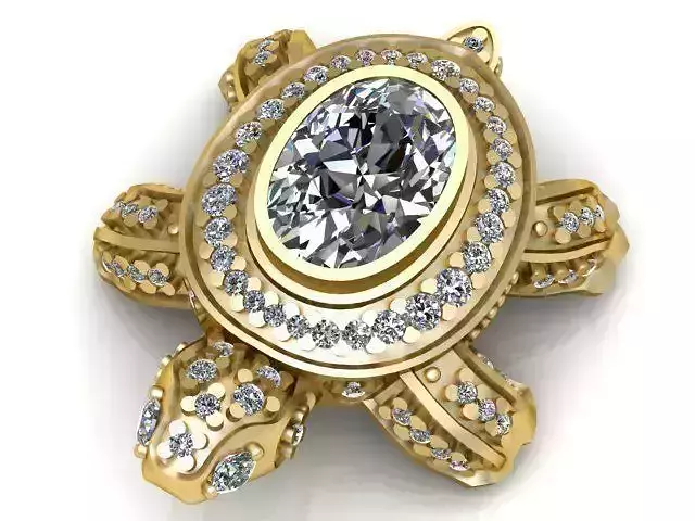 Pendant gold turtle with diamonds