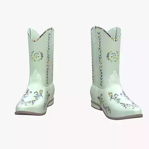 Embroidered Western Cowboy Boots 3D Model