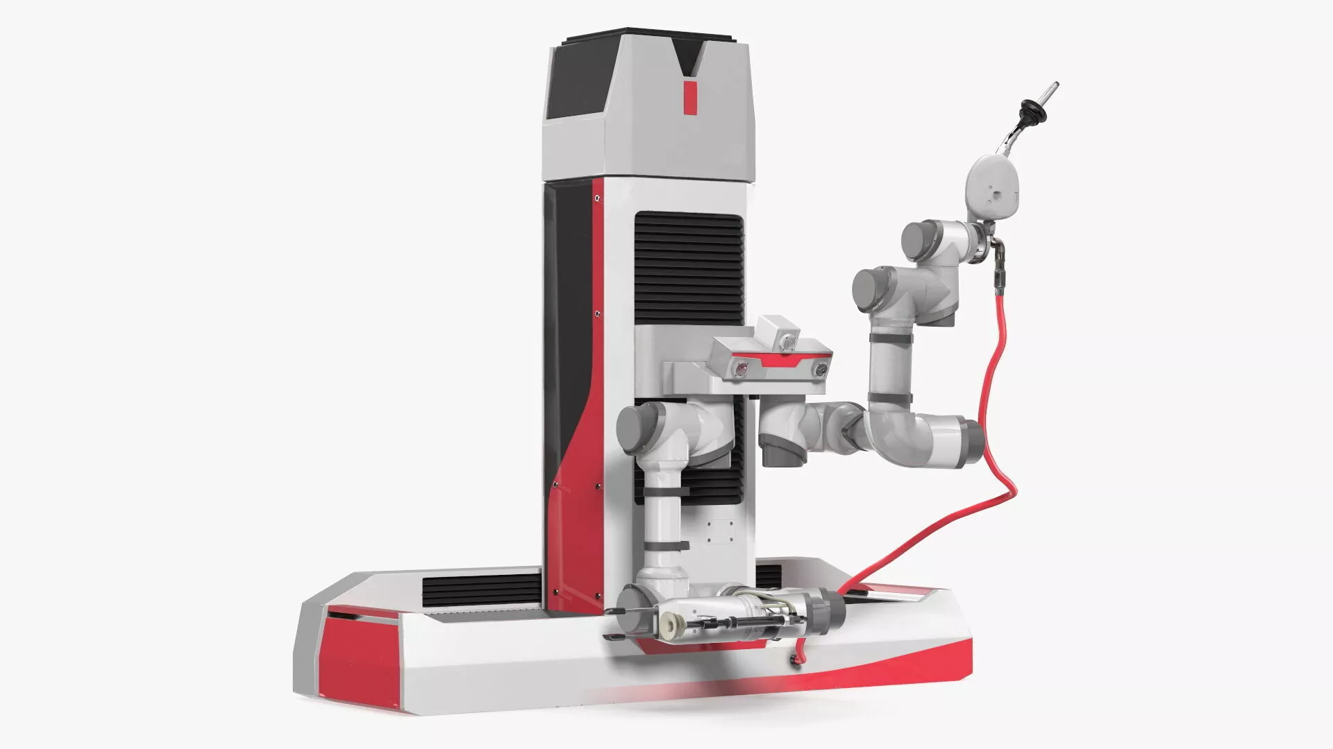 Industrial Robot Refueling System Red Rigged 3D model