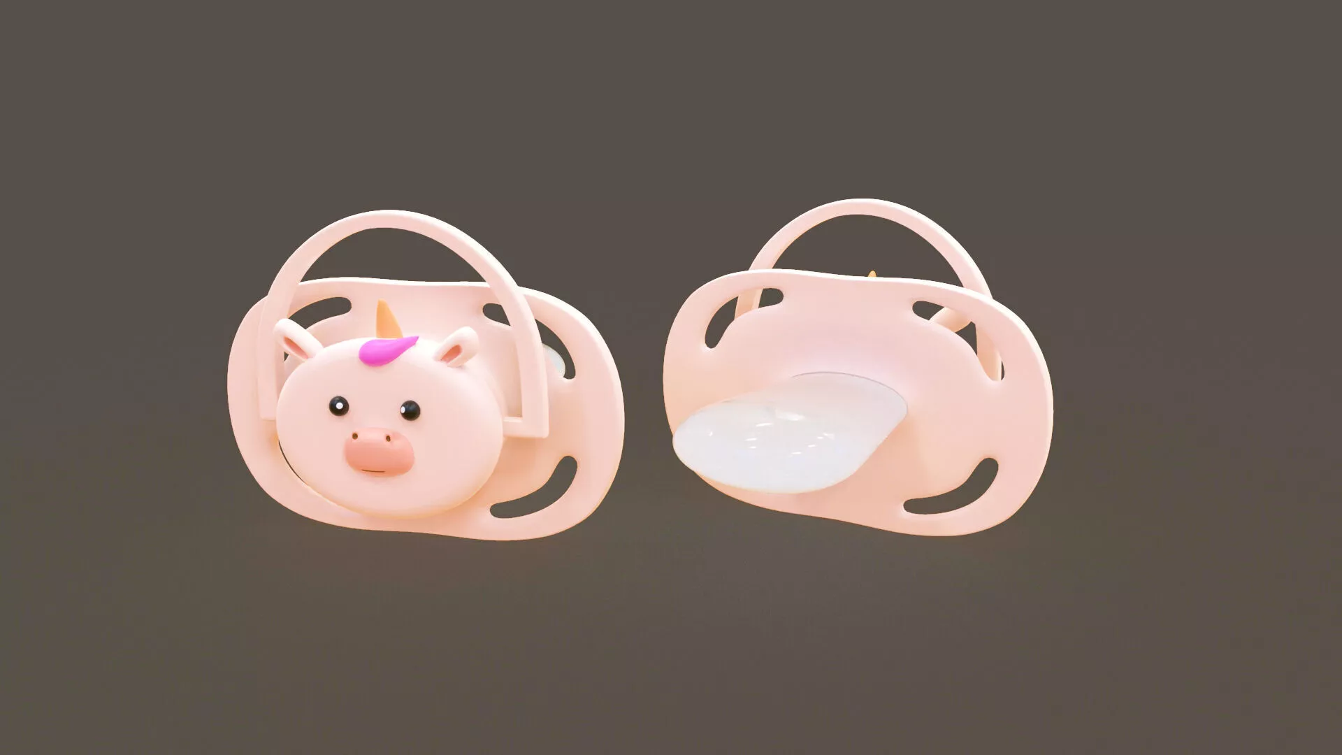 Cute Unicorn Baby Pacifier Low-poly 3D model