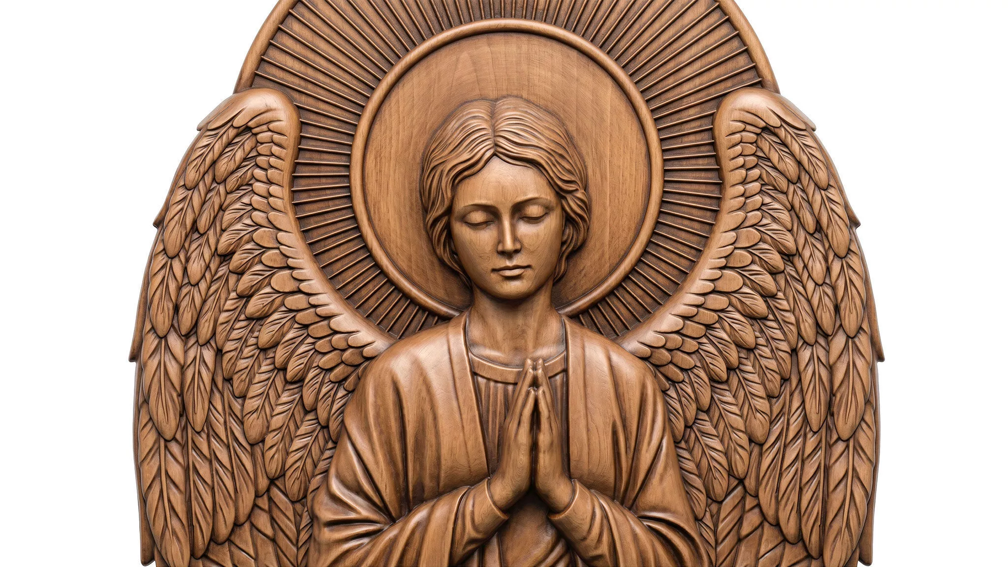 Praying Guardian Angel Bas-Relief Sculpture STL 3D print model