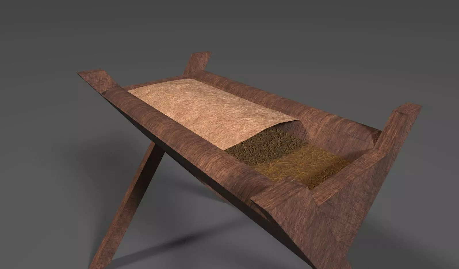 Wooden Crib Low-poly 3D model