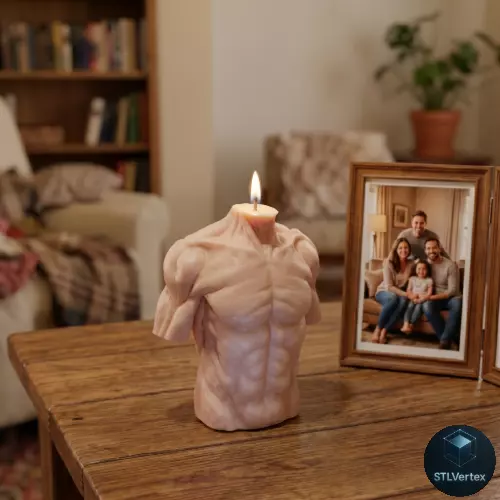 Muscular male torso candle 3D print model