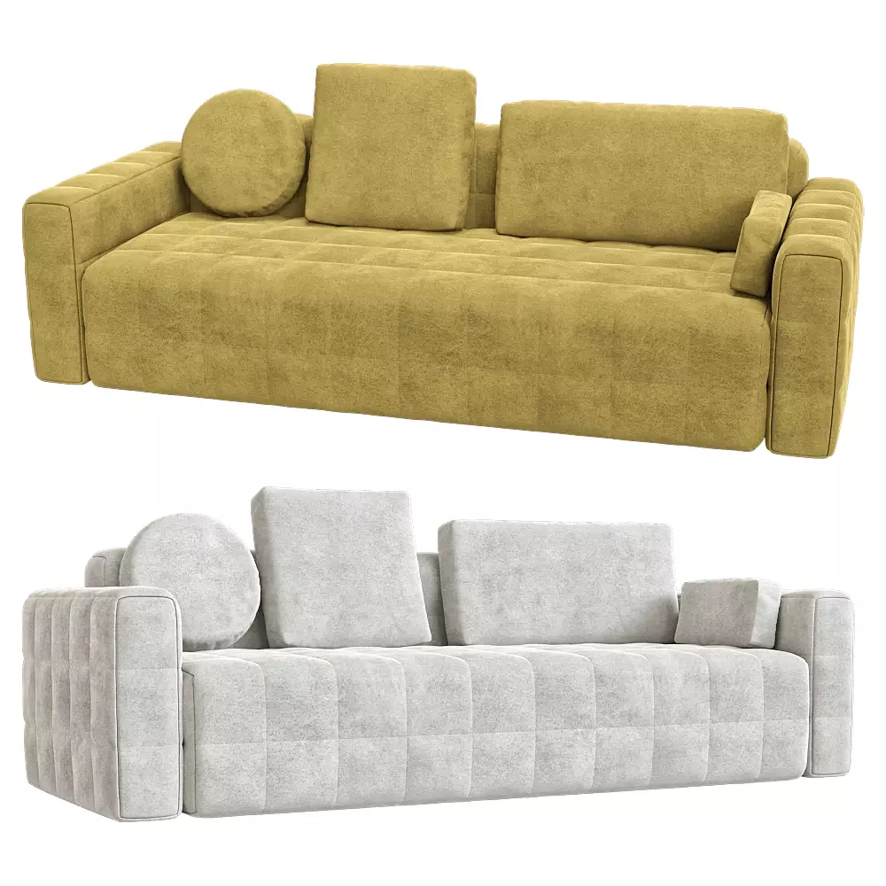 3-seater fixed sofa Block 2 Low-poly 3D model