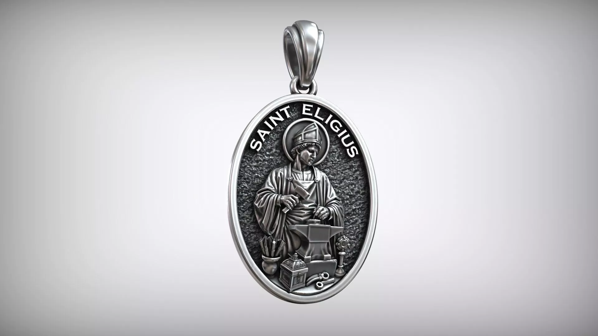 Saint Eligius Patron Saint of Jewelers and Metalworkers Medal 3D print model