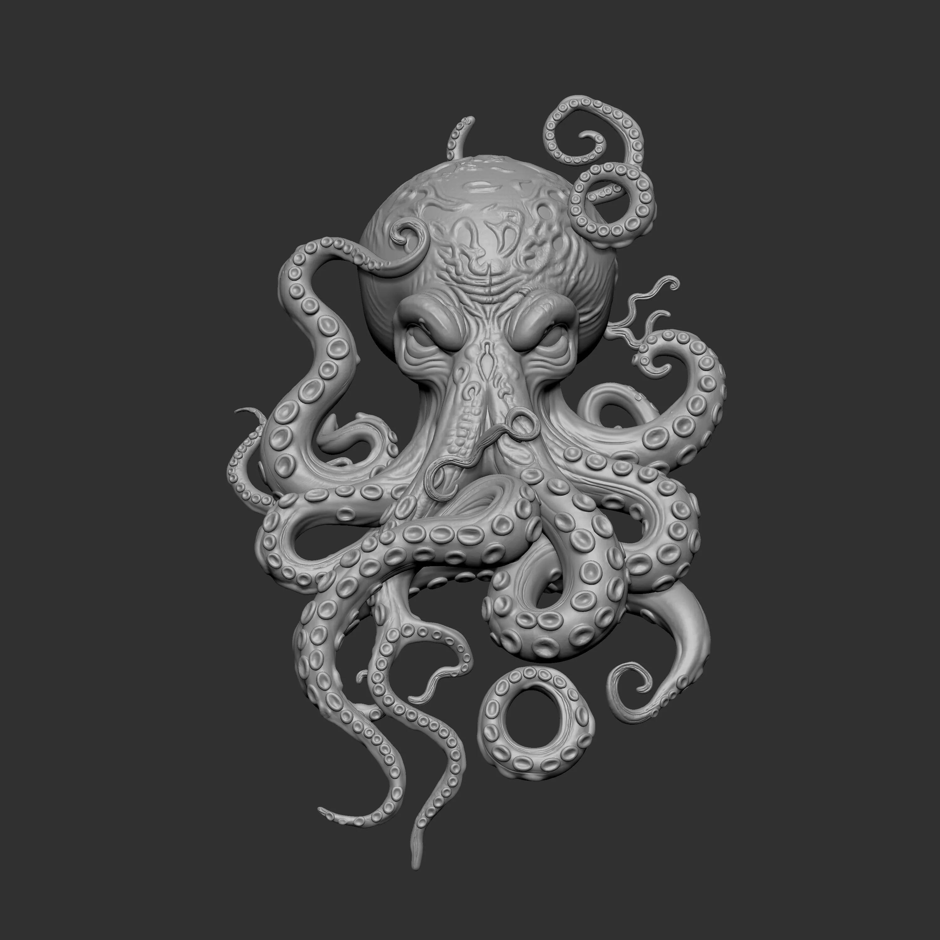 an octopus with a human skull 3D print model