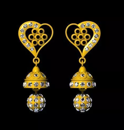heart drop earrings 3dm file 3D print model