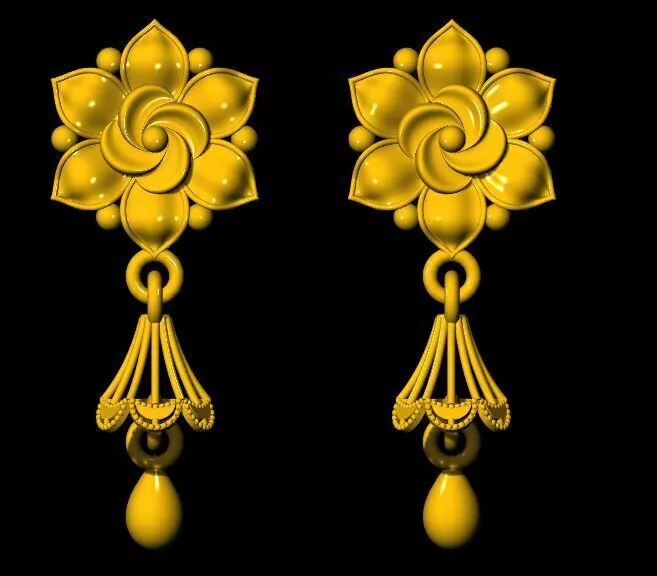 flower drop earrings 3dm file 3D print model