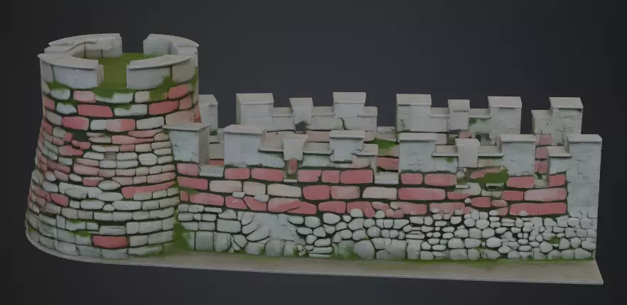 Stadtmauer mit rundenturm 3D print model