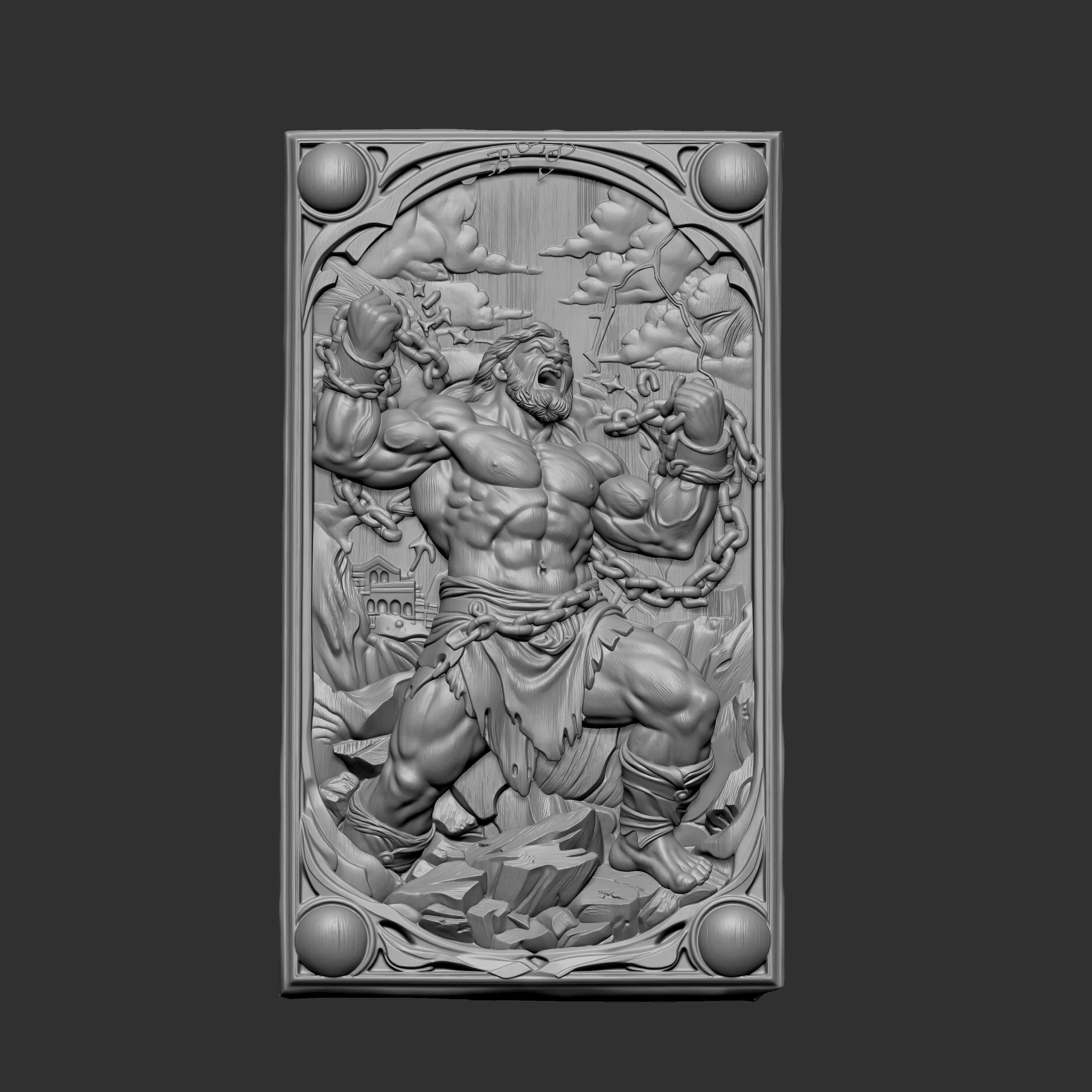 muscular figure breaking chains 3D print model