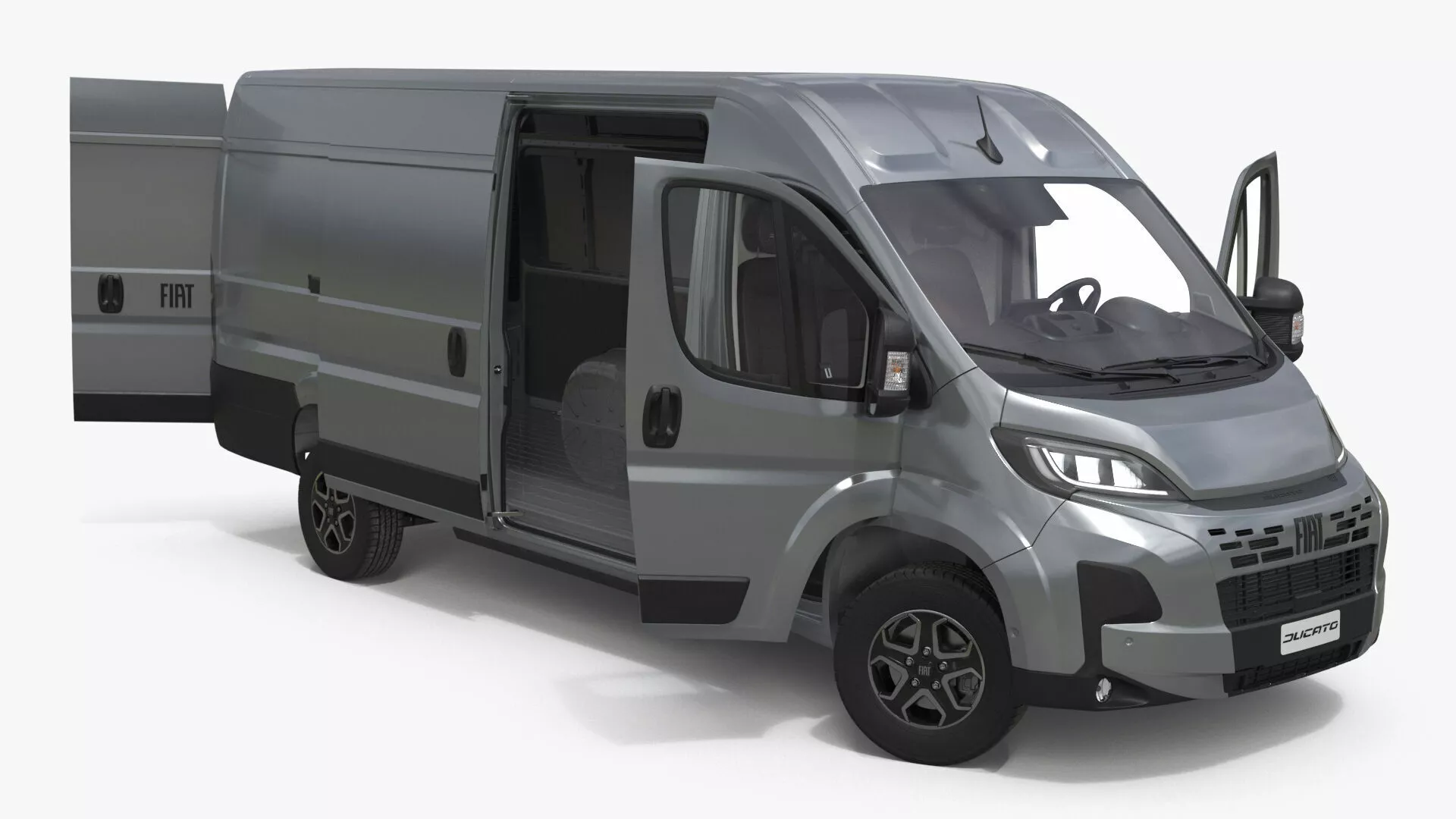 2025 Fiat Ducato Long Van Gray Rigged 3D model