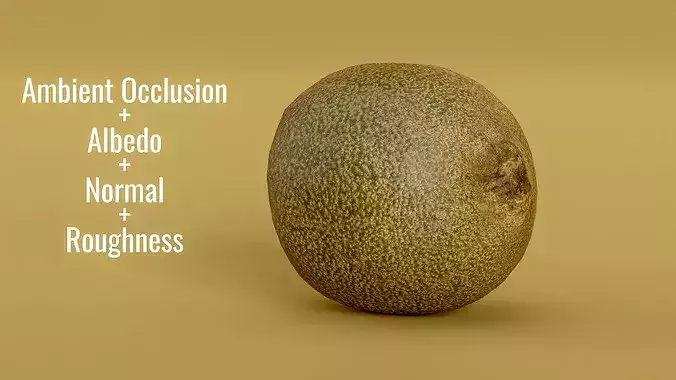 Kiwi Fruit Photogrammetry 3D Scan - Mid and Low Poly Low-poly 3D model 6