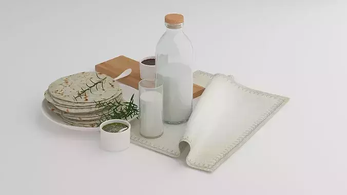 Milk and Cakes 3D model 7