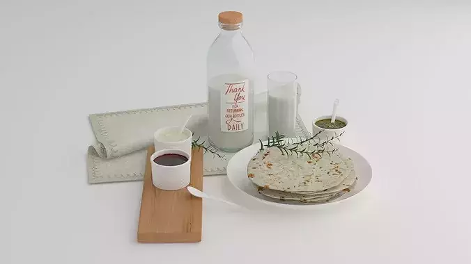 Milk and Cakes 3D model 2