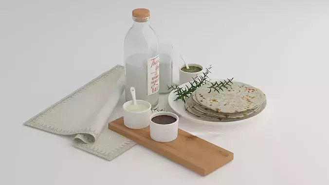 Milk and Cakes 3D model 3