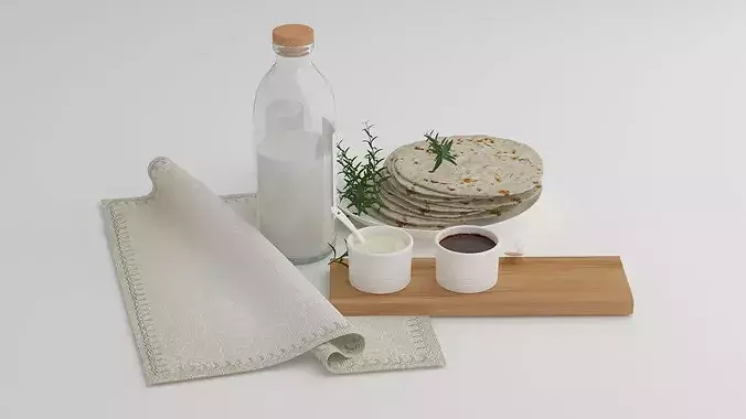 Milk and Cakes 3D model 4