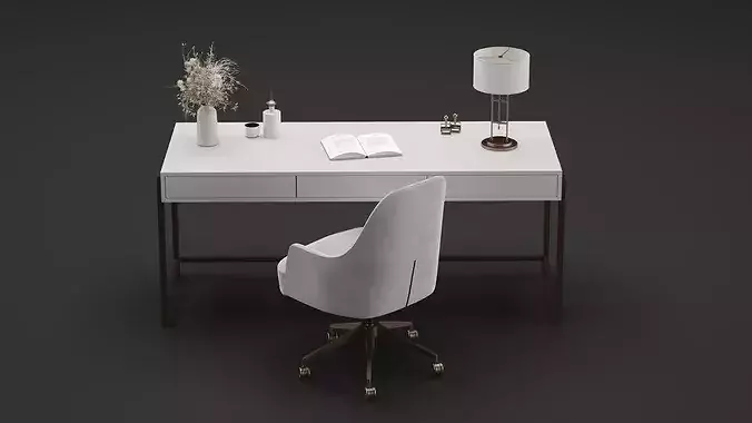 Office Furniture Gold Table 3D model 5