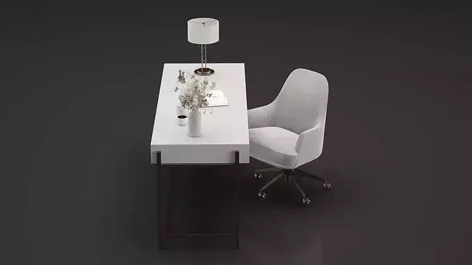 Office Furniture Gold Table 3D model 7