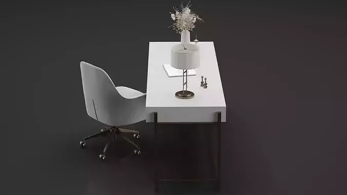 Office Furniture Gold Table 3D model 3
