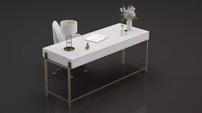 Office Furniture Gold Table 3D model 2