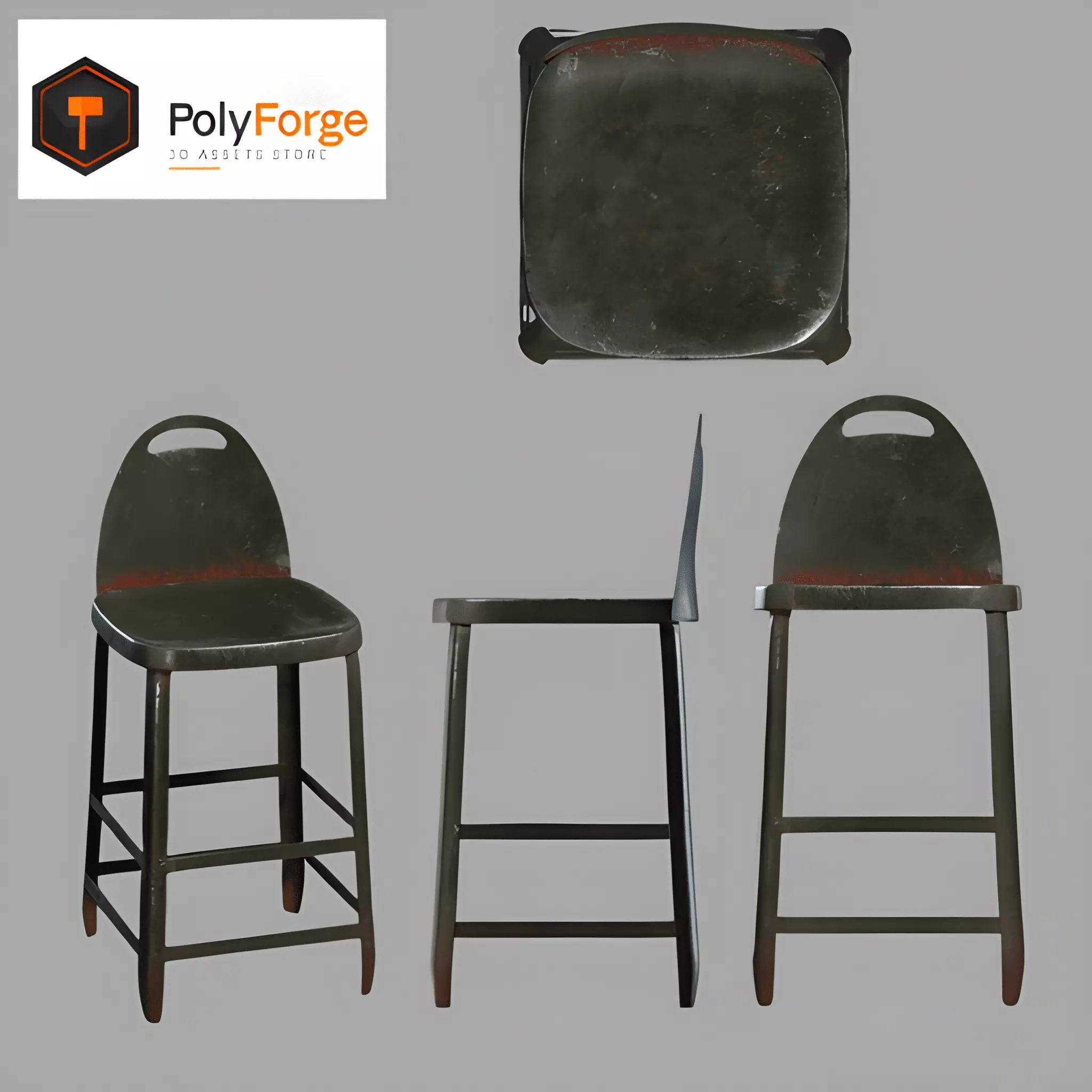 Metal Stool 03 4K PBR Blender 3D Model Free low-poly 3D model