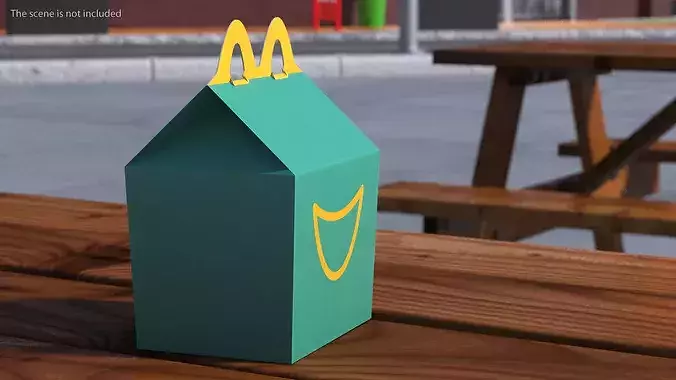 Kids Meal Paper Box with Smiley Design 3D model 4