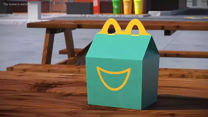 Kids Meal Paper Box with Smiley Design 3D model 3