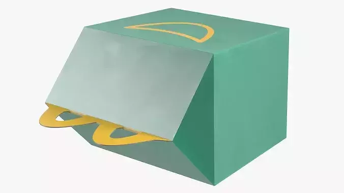 Kids Meal Paper Box with Smiley Design 3D model 6