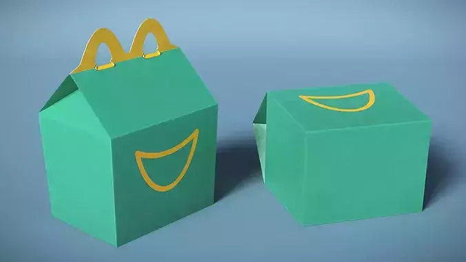 Kids Meal Paper Box with Smiley Design 3D model 5