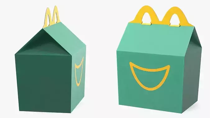 Kids Meal Paper Box with Smiley Design 3D model