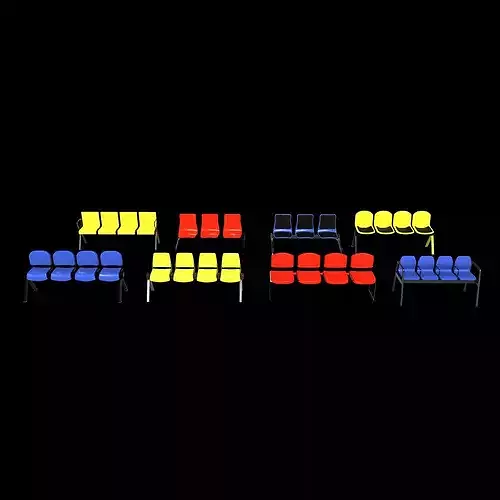 Waiting Chairs set 3D model 2
