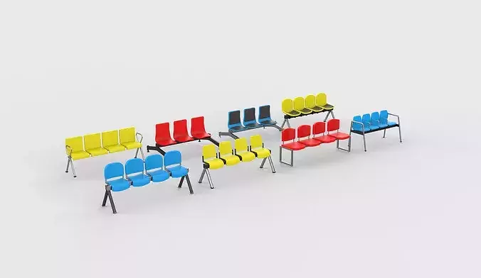 Waiting Chairs set 3D model