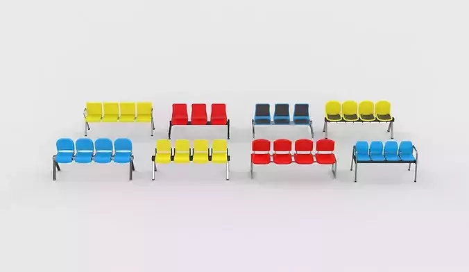 Waiting Chairs set 3D model 3