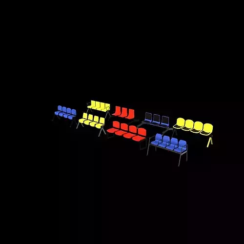 Waiting Chairs set 3D model 4