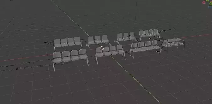 Waiting Chairs set 3D model 6