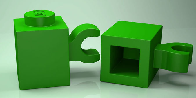 LEGO Brick 1x1 with Clip Horizontal thick C-Clip 3D Printable  Low-poly 3D model