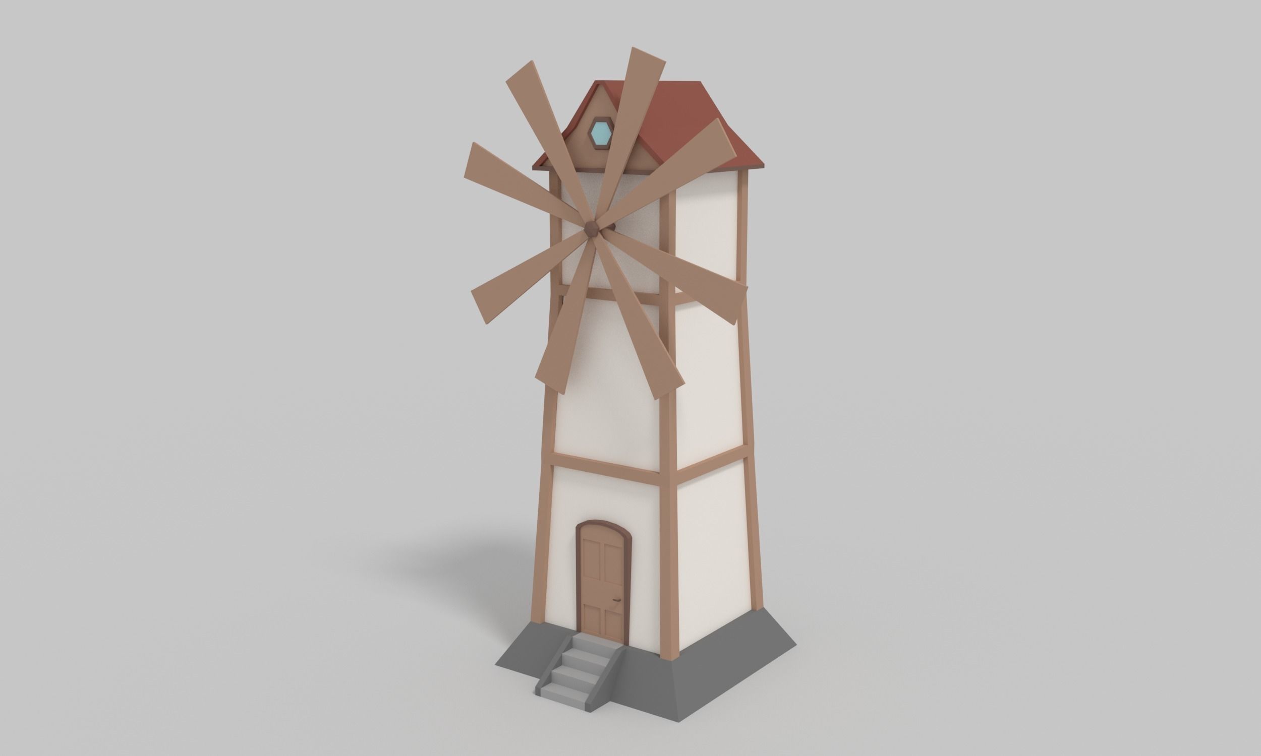 LowPoly Windmill in a forest Scene Low-poly 3D model_8