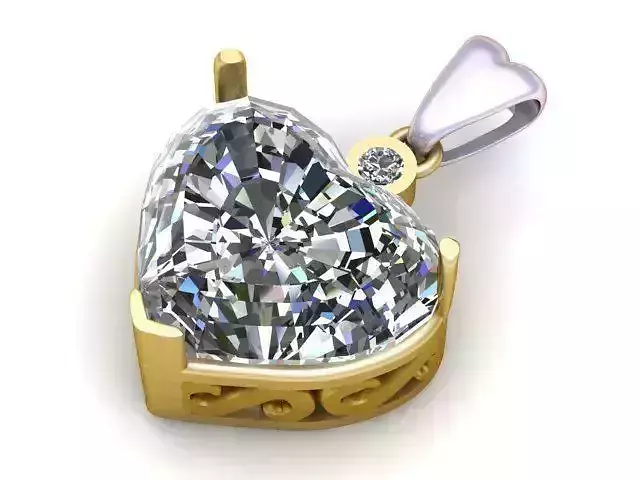 Pendant heart shaped diamond gold