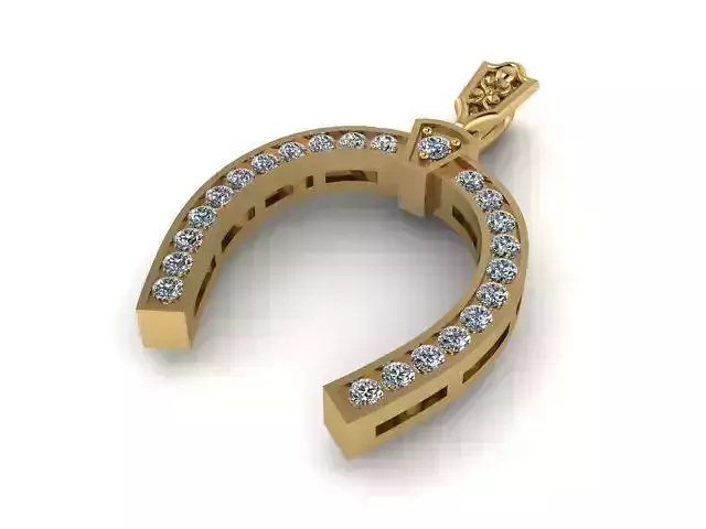 Pendant gold horseshoe with diamonds
