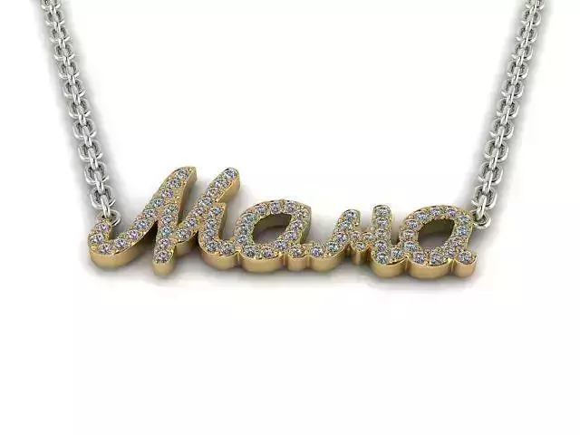 Pendant name necklace with diamonds