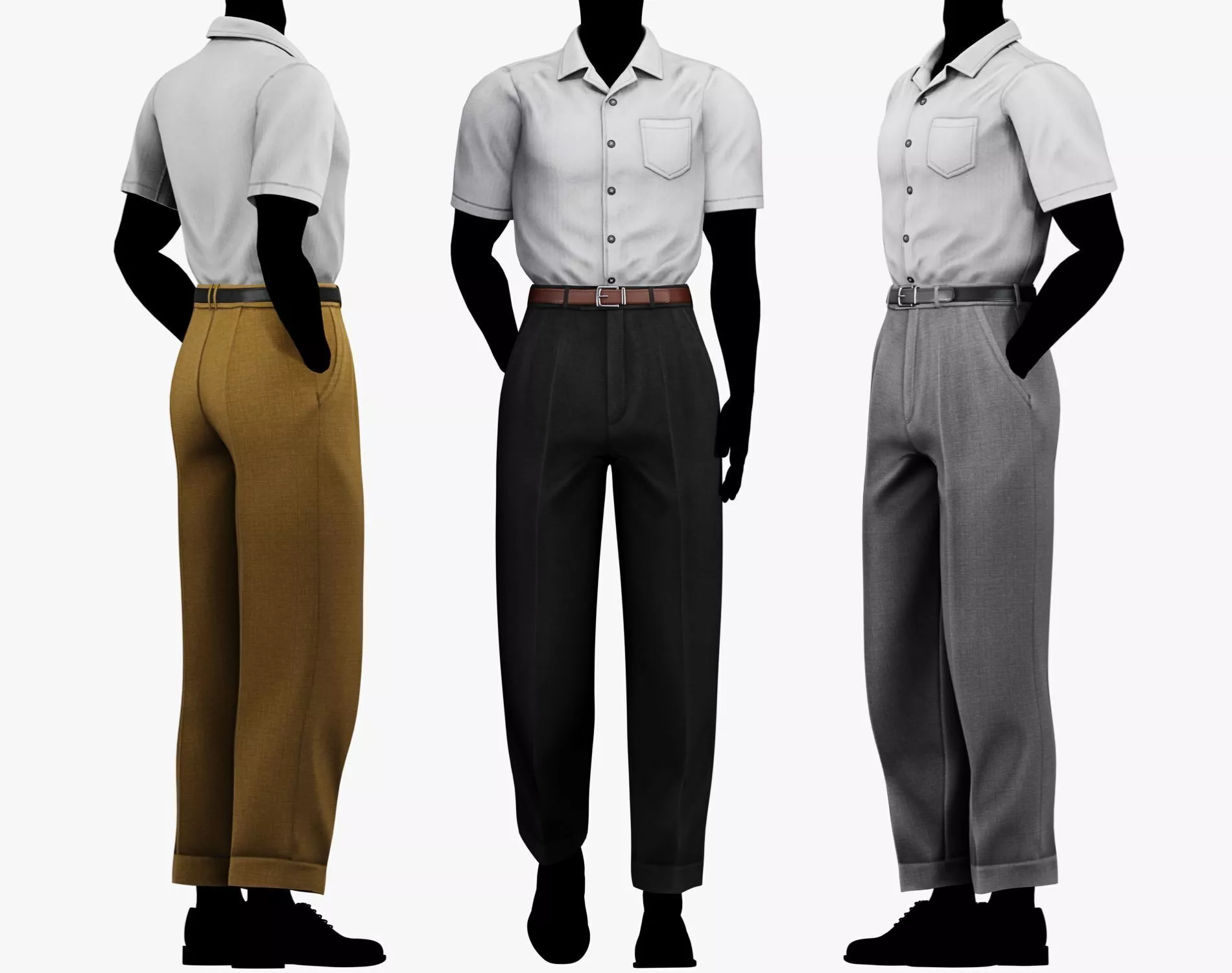 Mafia Outfit - Mens Dress Pants and Short Sleeve Shirt Low-poly 3D model