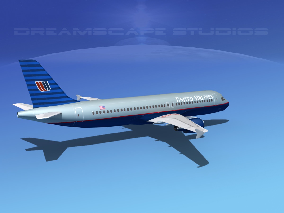 Airbus A320 LP United Airlines 1 Low-poly 3D model_7