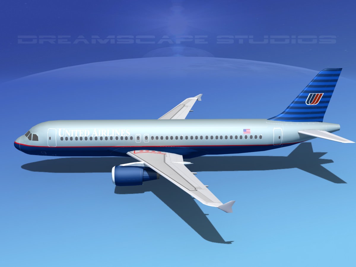 Airbus A320 LP United Airlines 1 Low-poly 3D model_1