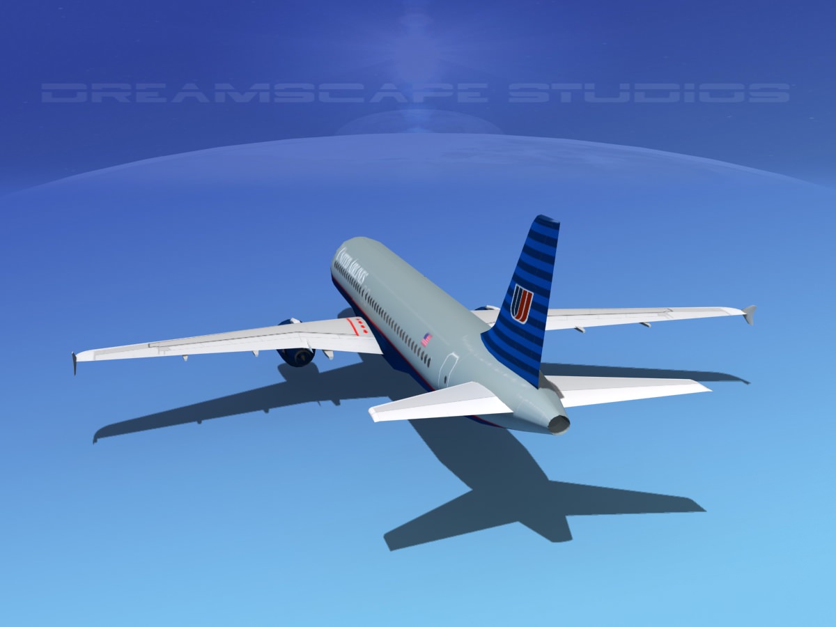 Airbus A320 LP United Airlines 1 Low-poly 3D model_9