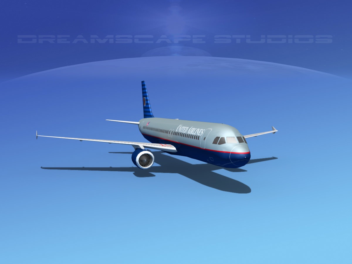 Airbus A320 LP United Airlines 1 Low-poly 3D model_4