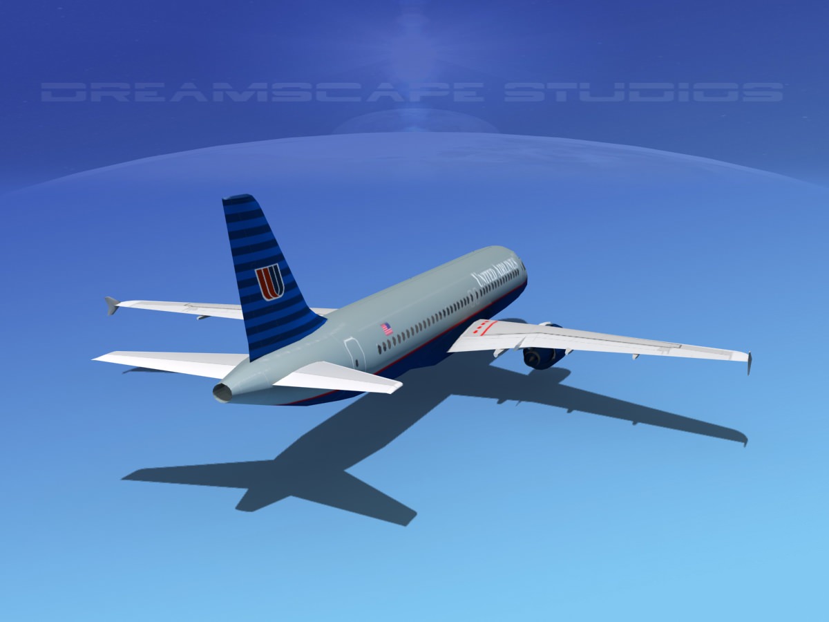 Airbus A320 LP United Airlines 1 Low-poly 3D model_8
