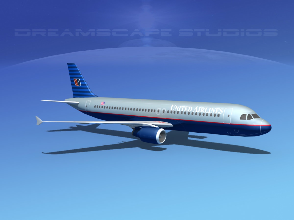Airbus A320 LP United Airlines 1 Low-poly 3D model_5